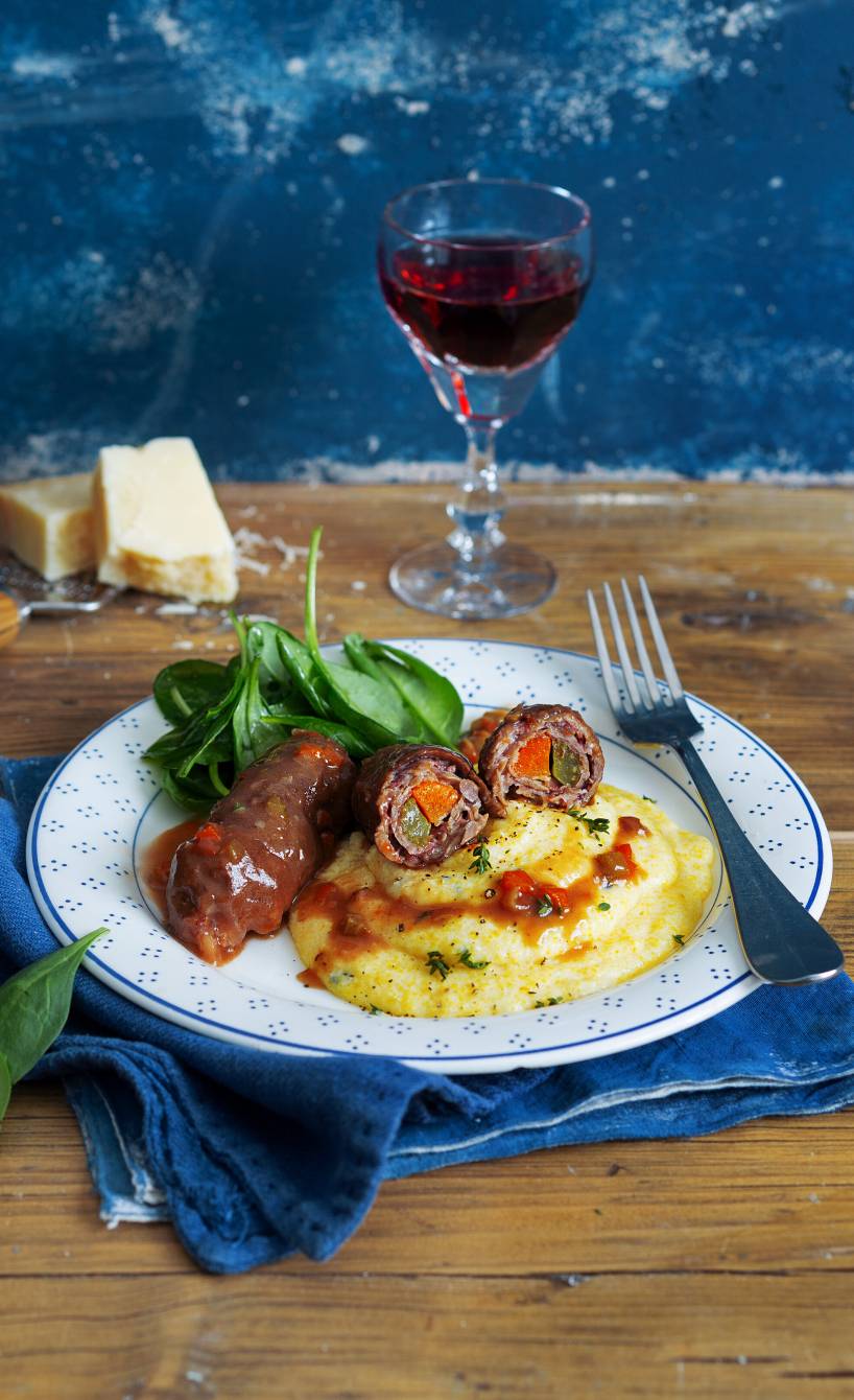 Involtini alla romana mit cremiger Polenta