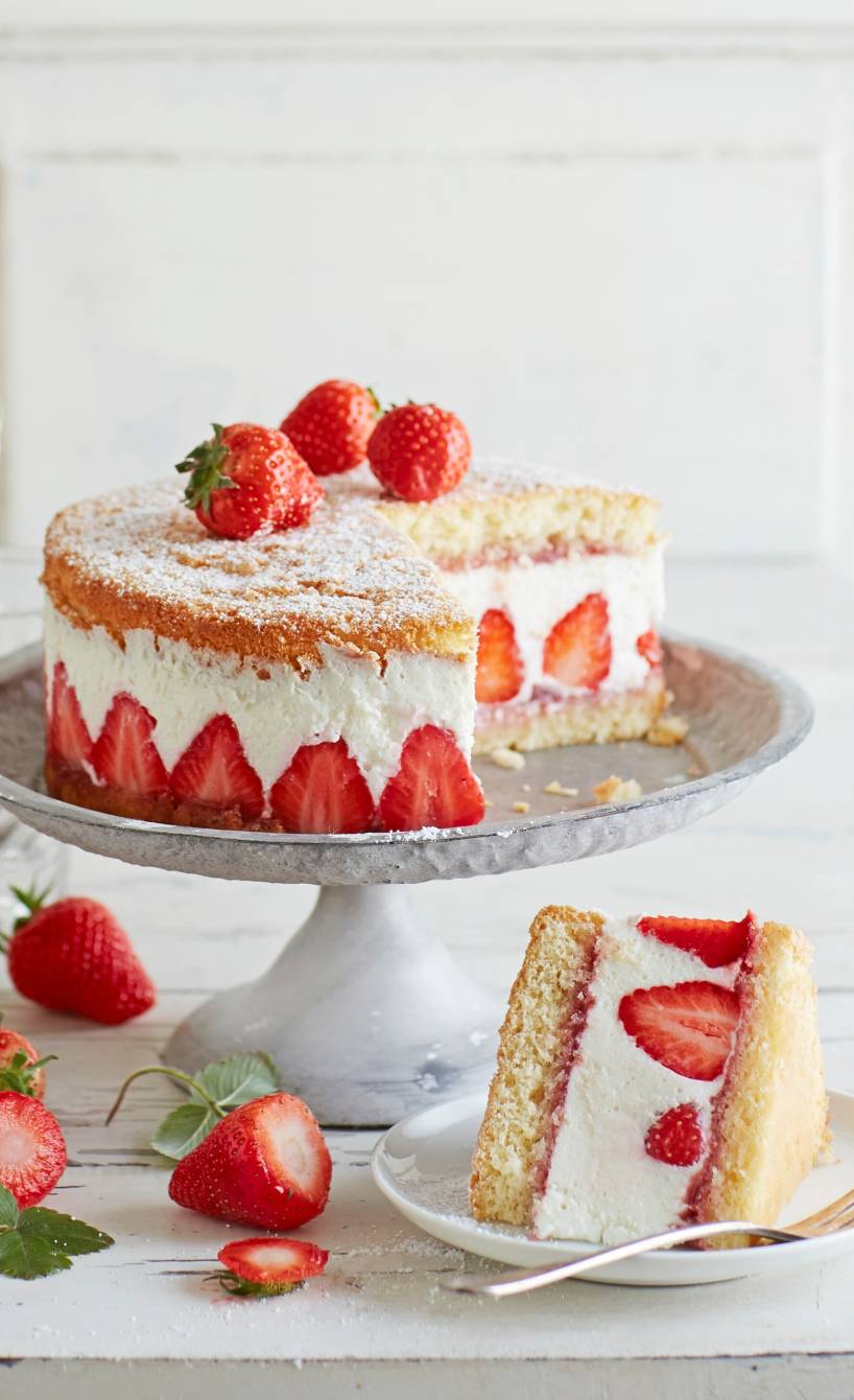 Käsesahnetorte mit Erdbeeren