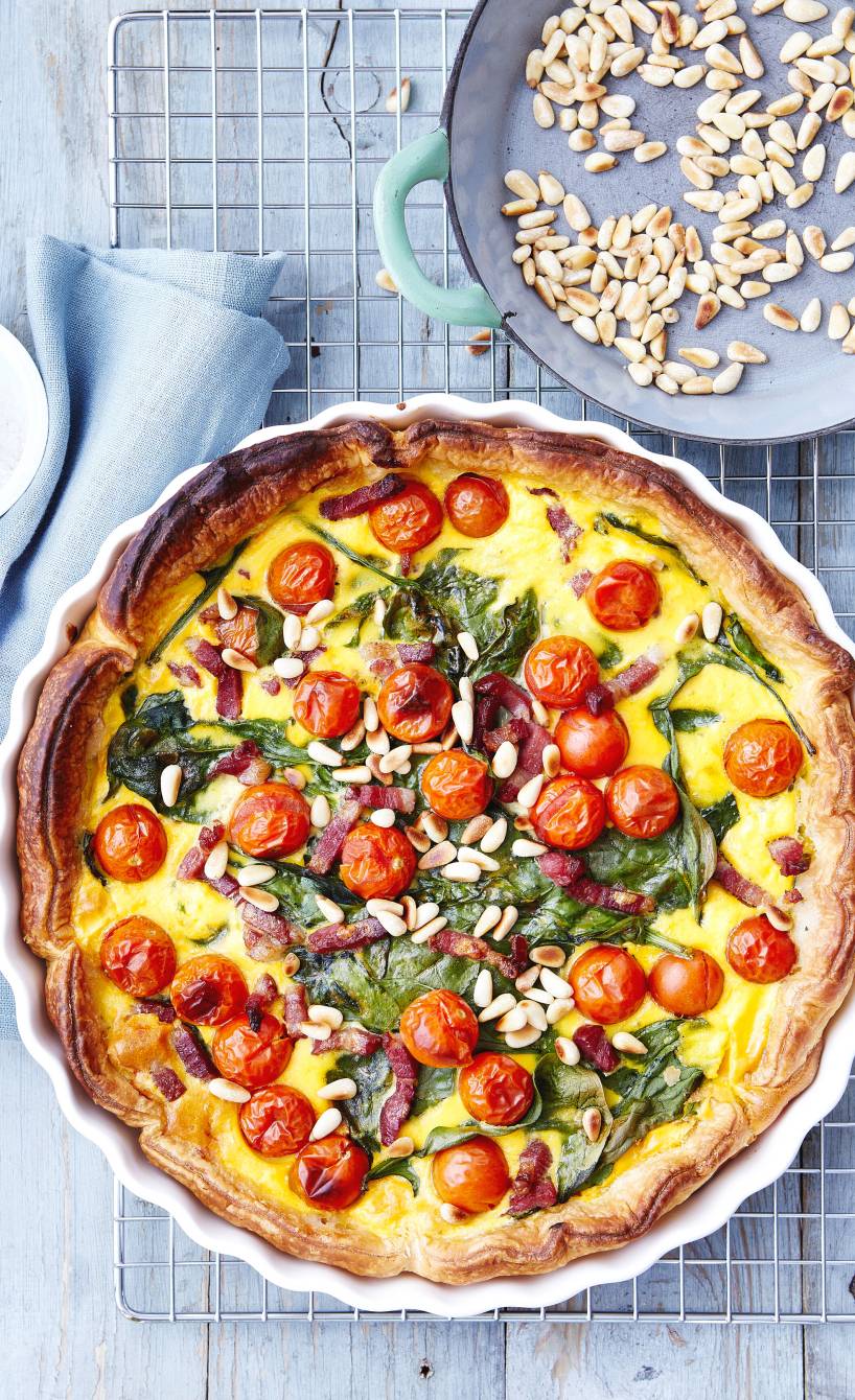 Kirschtomatenquiche mit Spinat