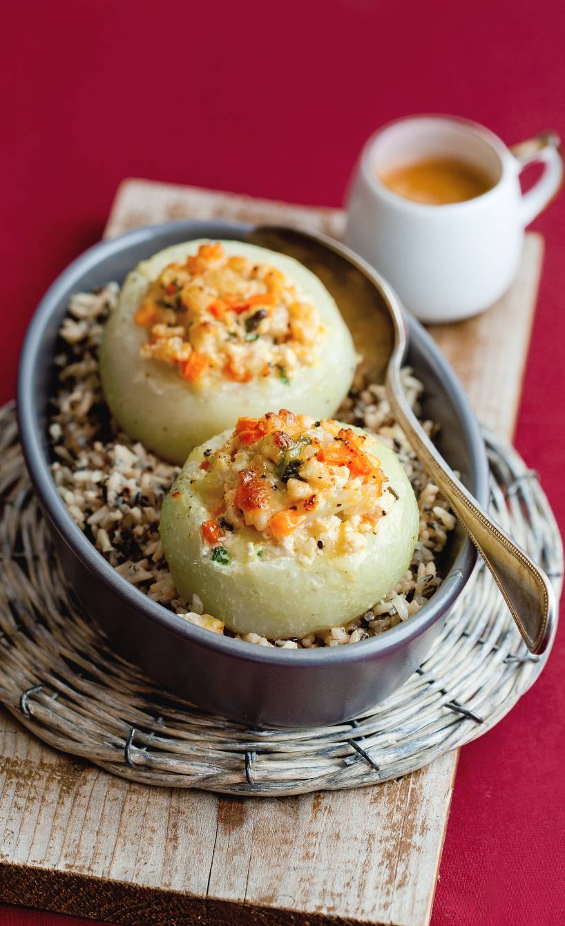 Kohlrabi mit Geflügelhackfüllung