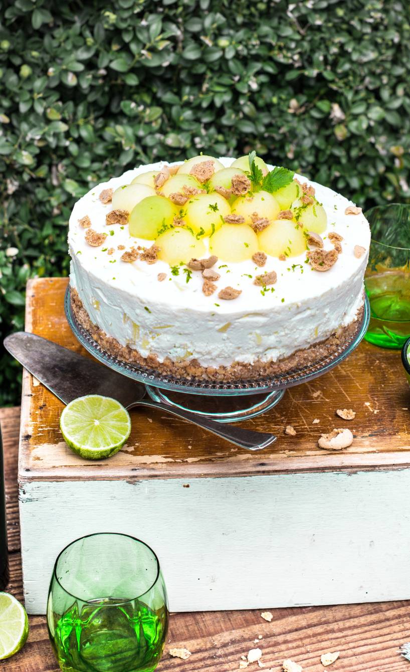 Limetten-Melonen-Käsekuchen ohne Backen