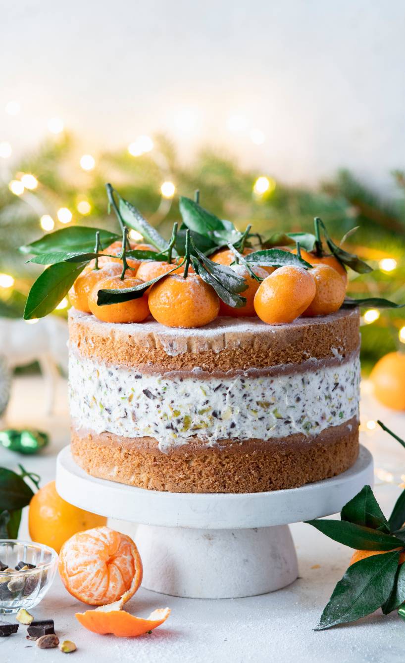 Mandarinen-Pistazien-Torte mit Frischkäse