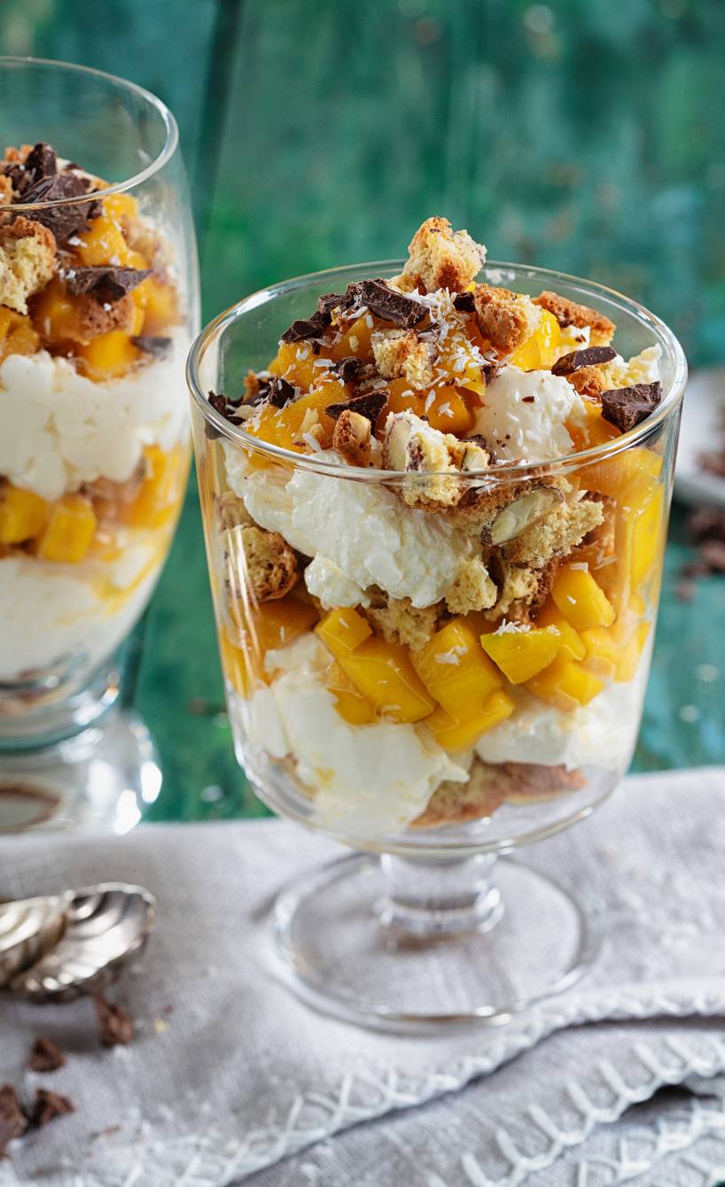 Mango-Schichtdessert im Glas