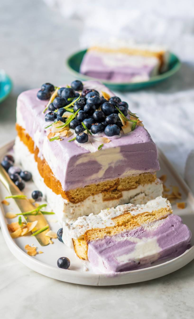 Marmorierte Blaubeer-Eistorte