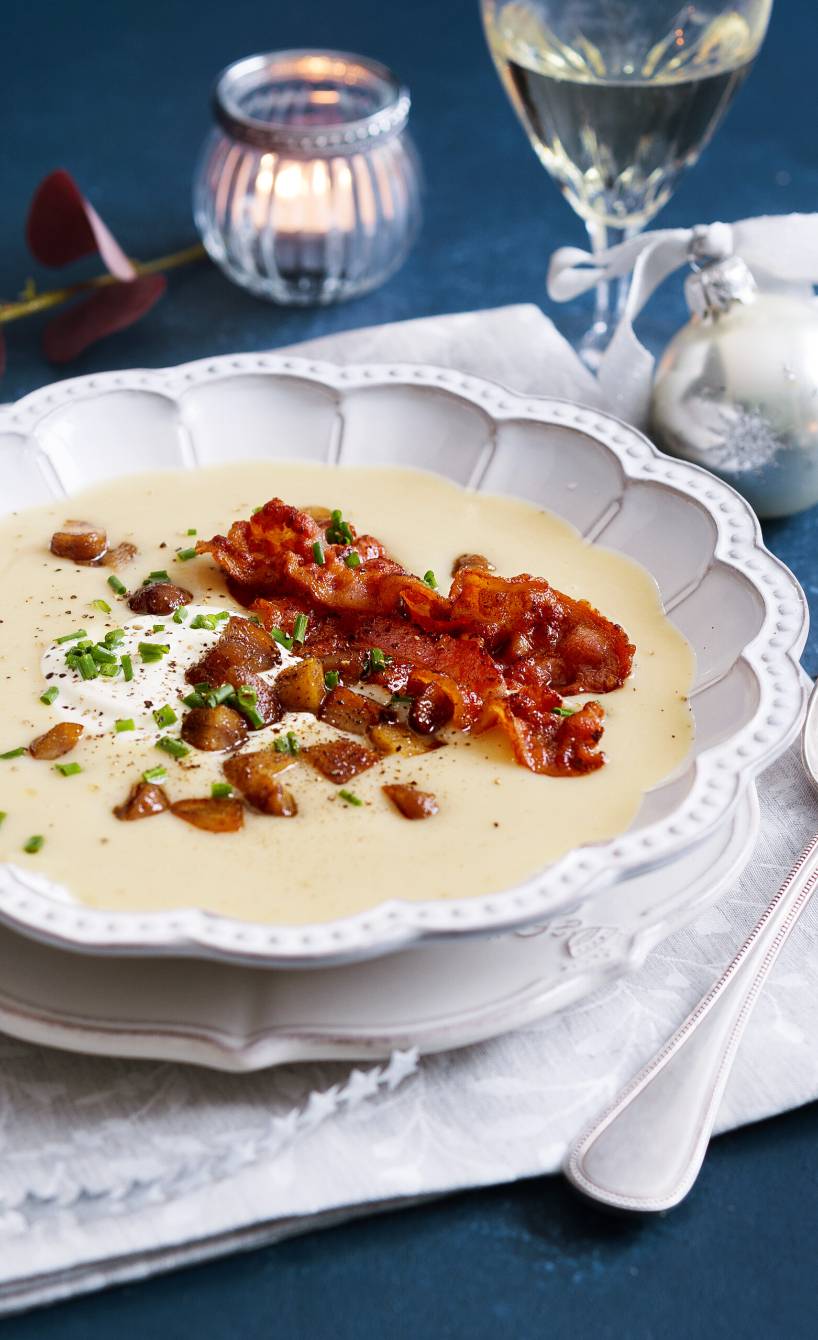 Maronen-Pastinakensuppe mit krossem Pancetta
