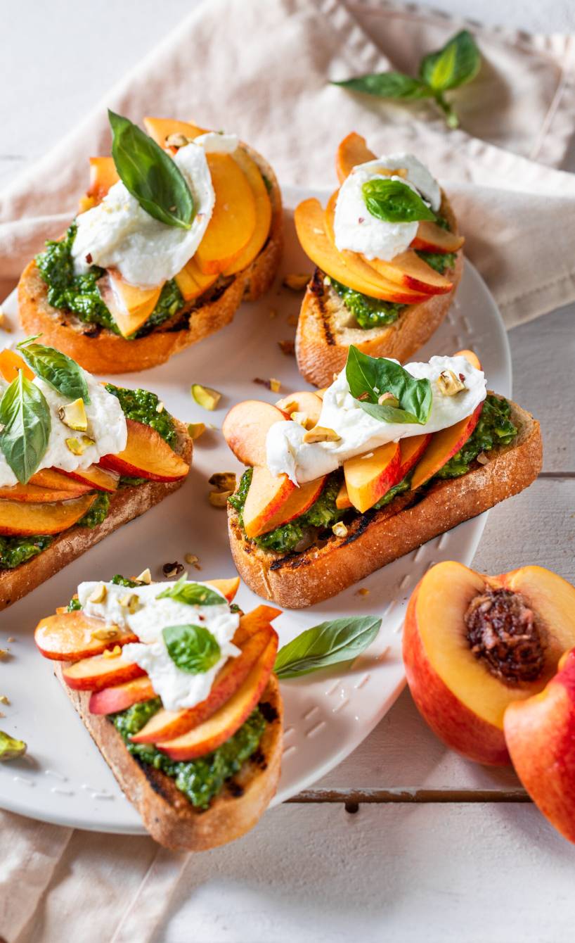 Nektarinen-Caprese-Bruschette
