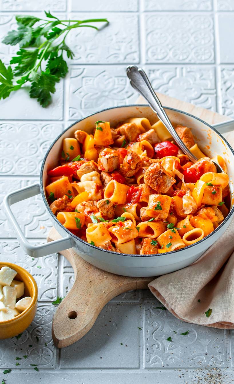One-Pot-Millerighe mit Paprika und Hähnchen