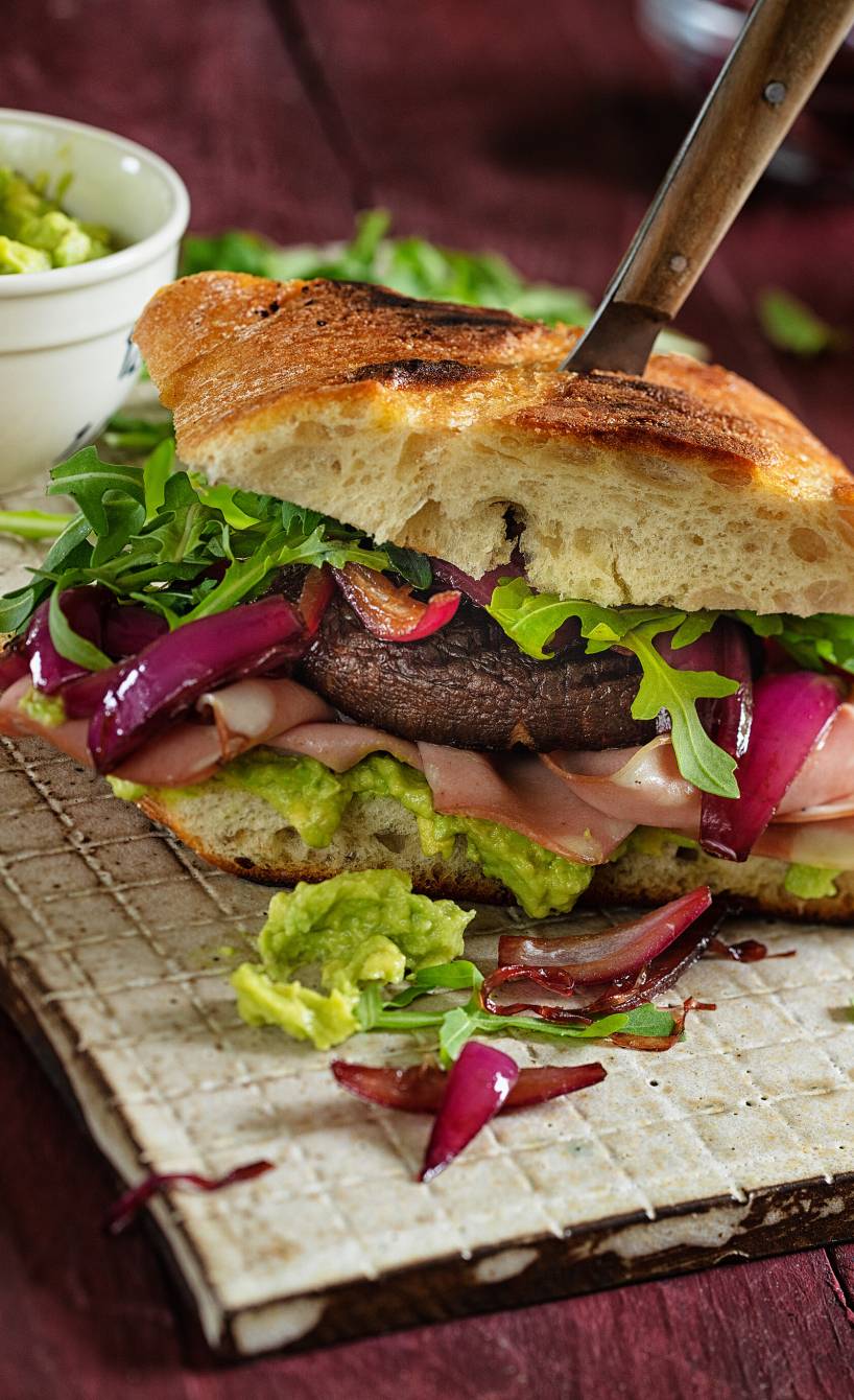 Ciabatta-Sandwich mit gegrillten Riesenchampignons