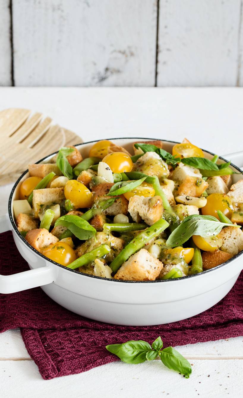 Panzanella mit grünen Bohnen