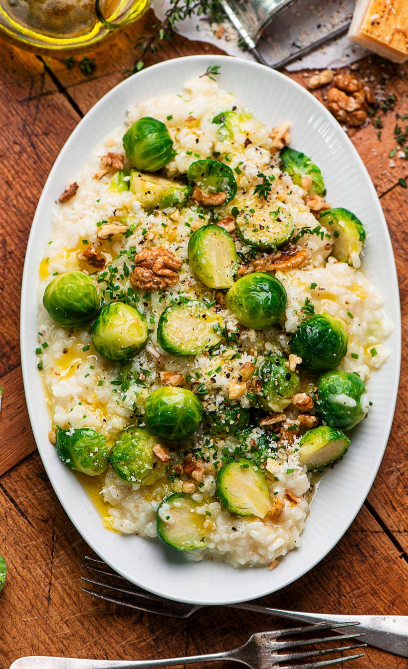 Rosenkohlrisotto mit Walnüssen