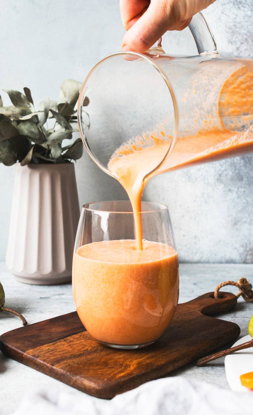 Leichter Birnen-Karotten-Frühstücksdrink – Blitzrezept gesund & vegan ... Leichter Birnen-Karotten-Frühstücksdrink – Blitzrezept gesund & vegan ...
