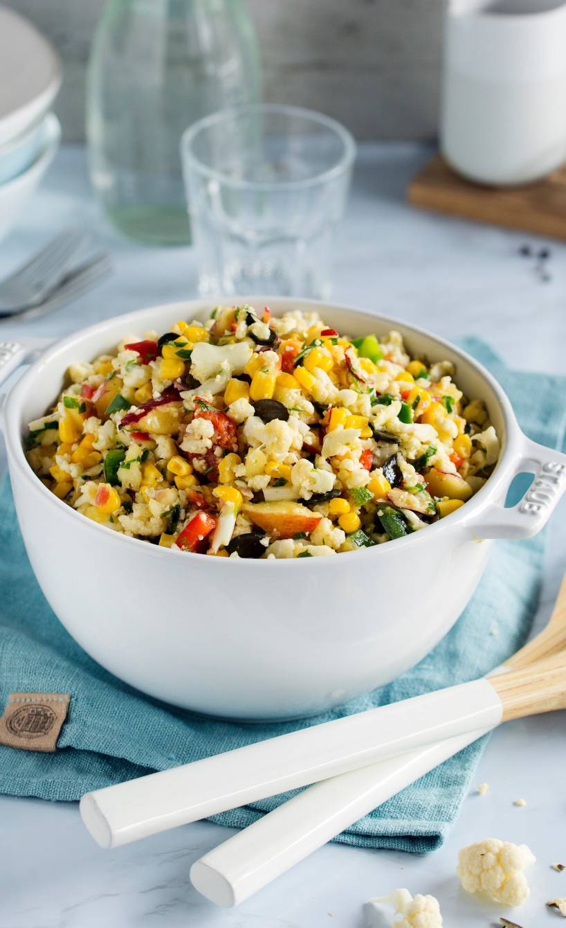 Schneller bunter Blumenkohlsalat