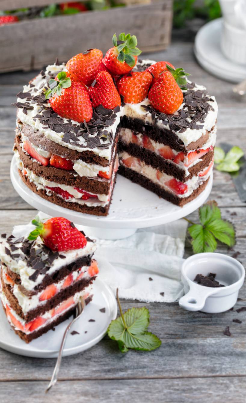 Schoko-Erdbeertorte mit Vanillesahne