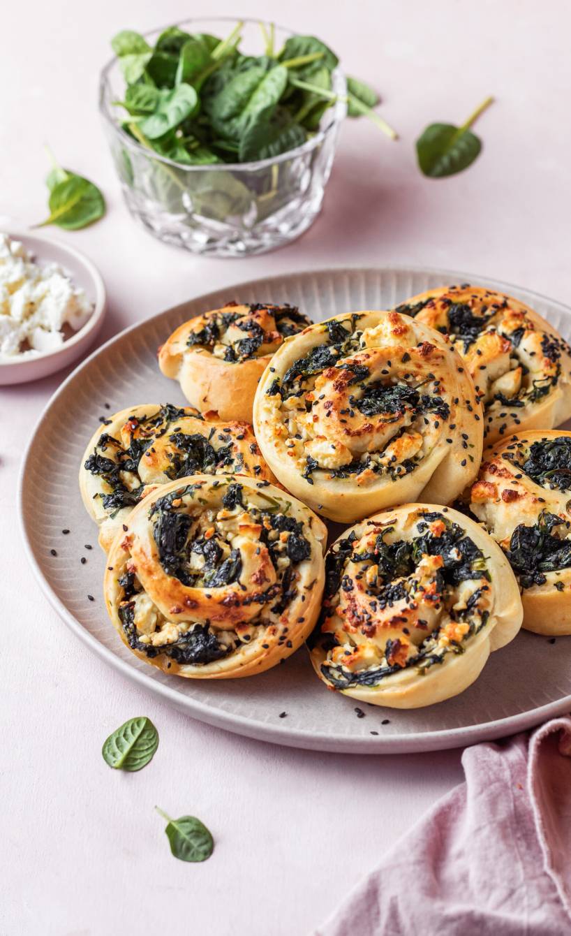 Spinat-Feta-Schnecken