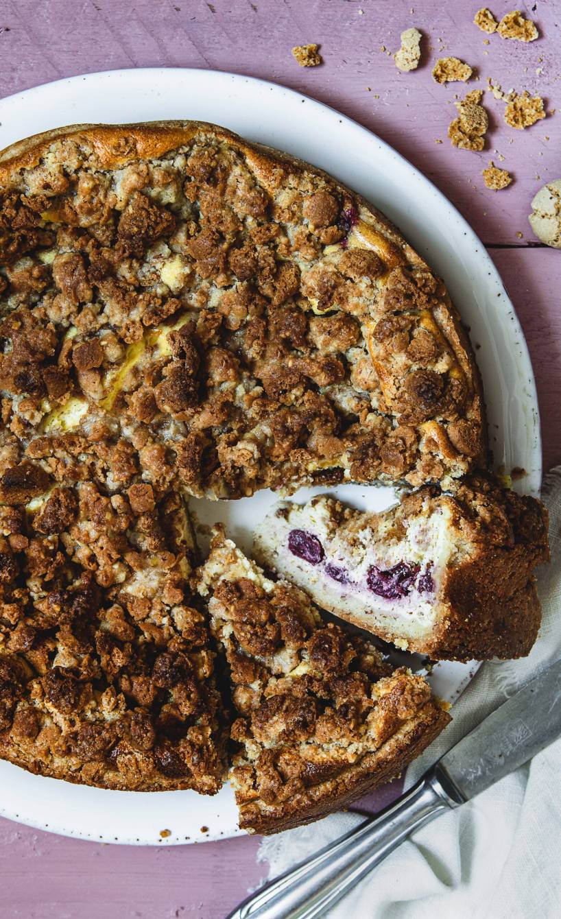 Ricotta-Vanille-Käsekuchen mit Kirschen