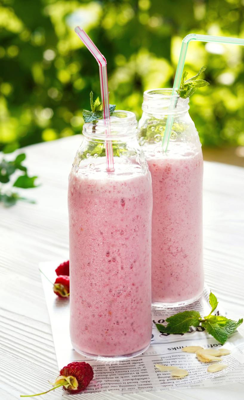 Veganer Himbeer-Mandel-Shake