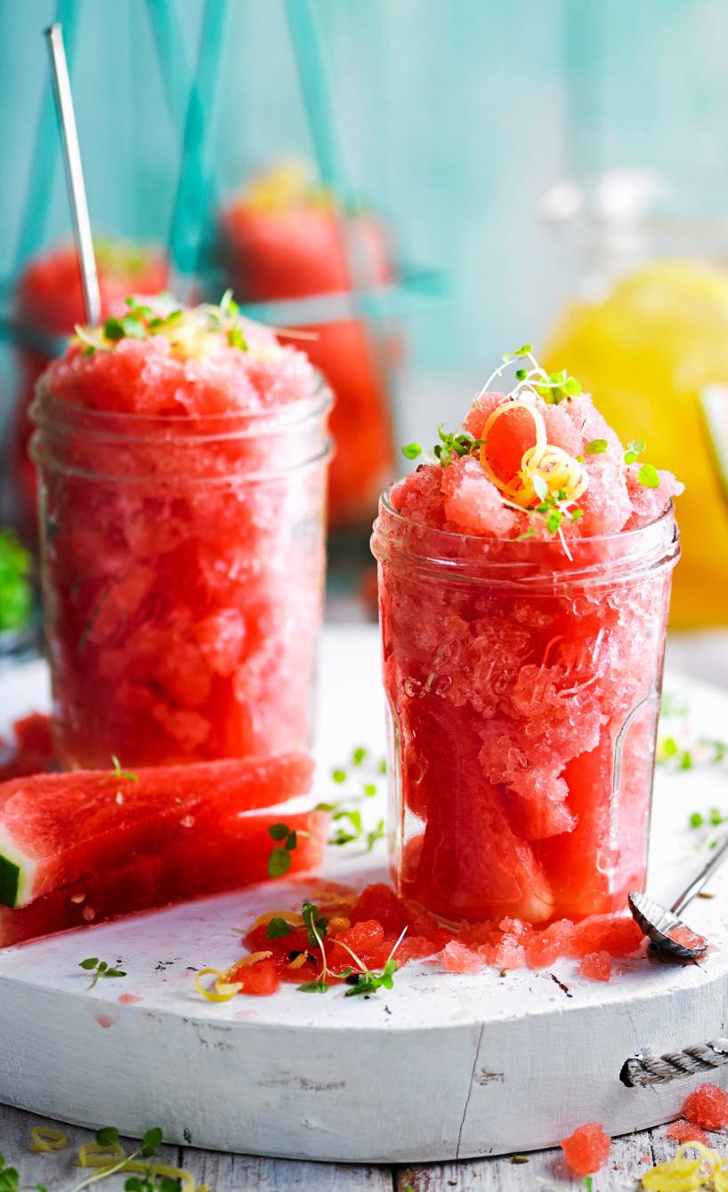 Wassermelonen-Zitronentee-Granita