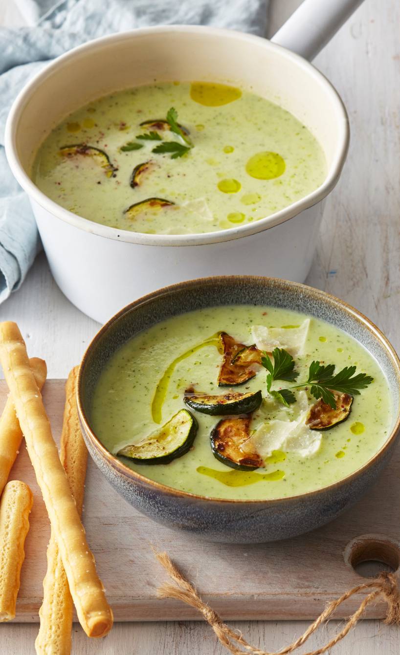 Zucchinisuppe mit Grissini