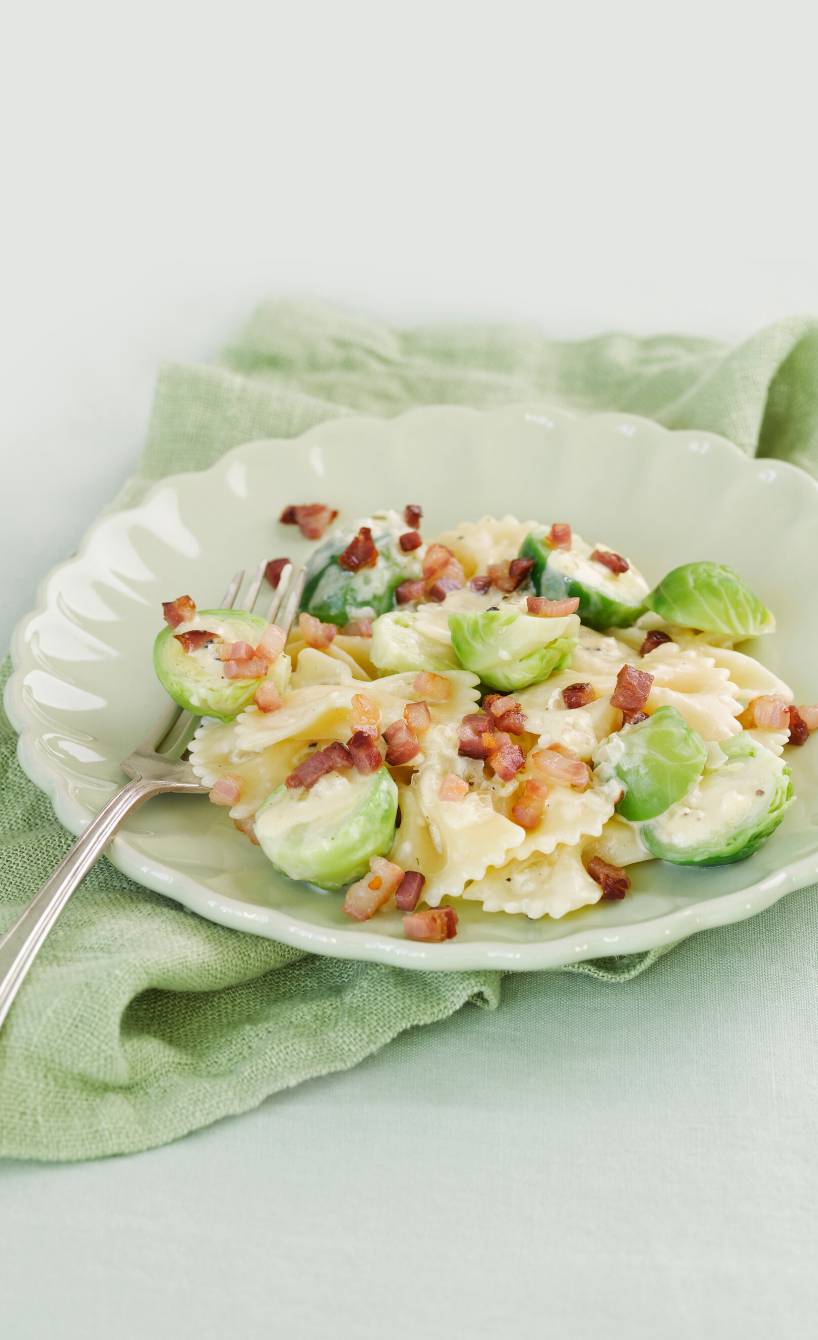 Farfalle mit Rosenkohl und Senfsoße