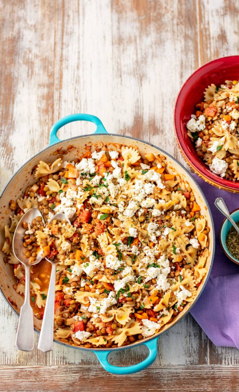 Farfalle mit würziger Linsenbolognese
