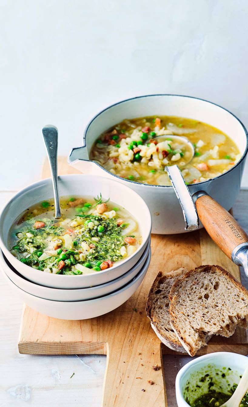 Fenchel-Pancetta-Minestrone mit Makkaroni