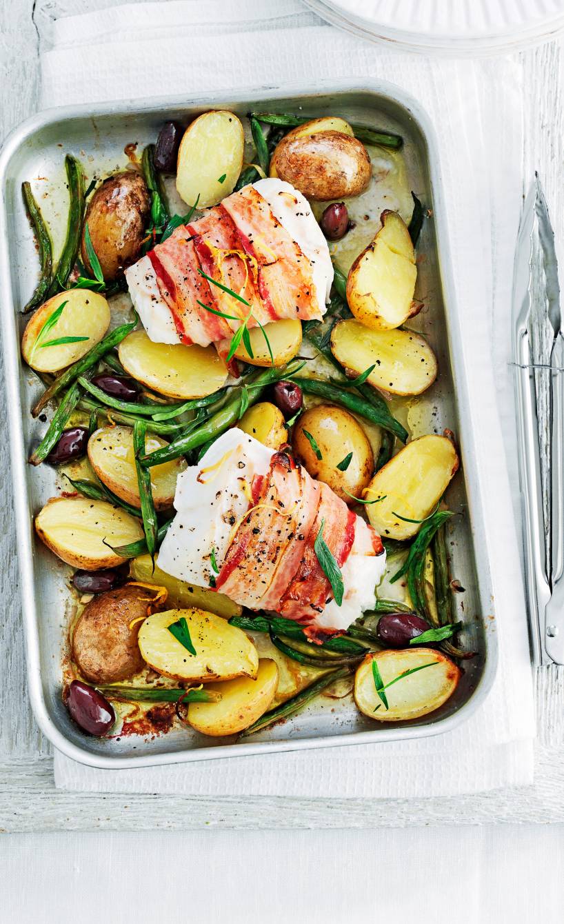 Fischfilet im Pancettamantel mit Zitronenkartoffeln