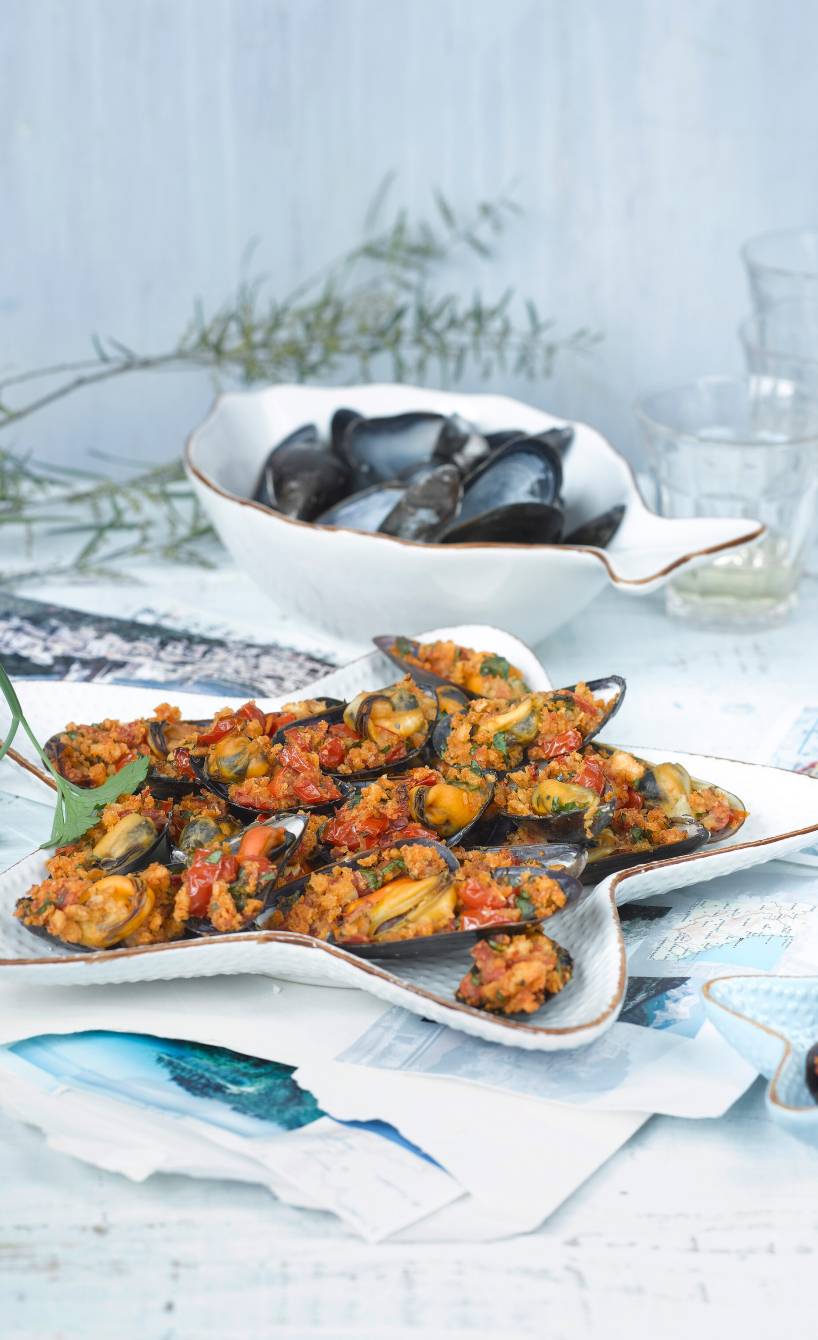 Gratinierte Miesmuscheln