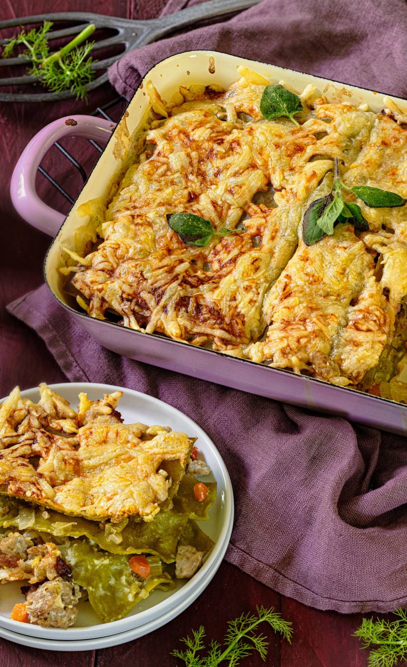 Italienische Lasagne mit weißer Geflügelbolognese | SoIsstItalien