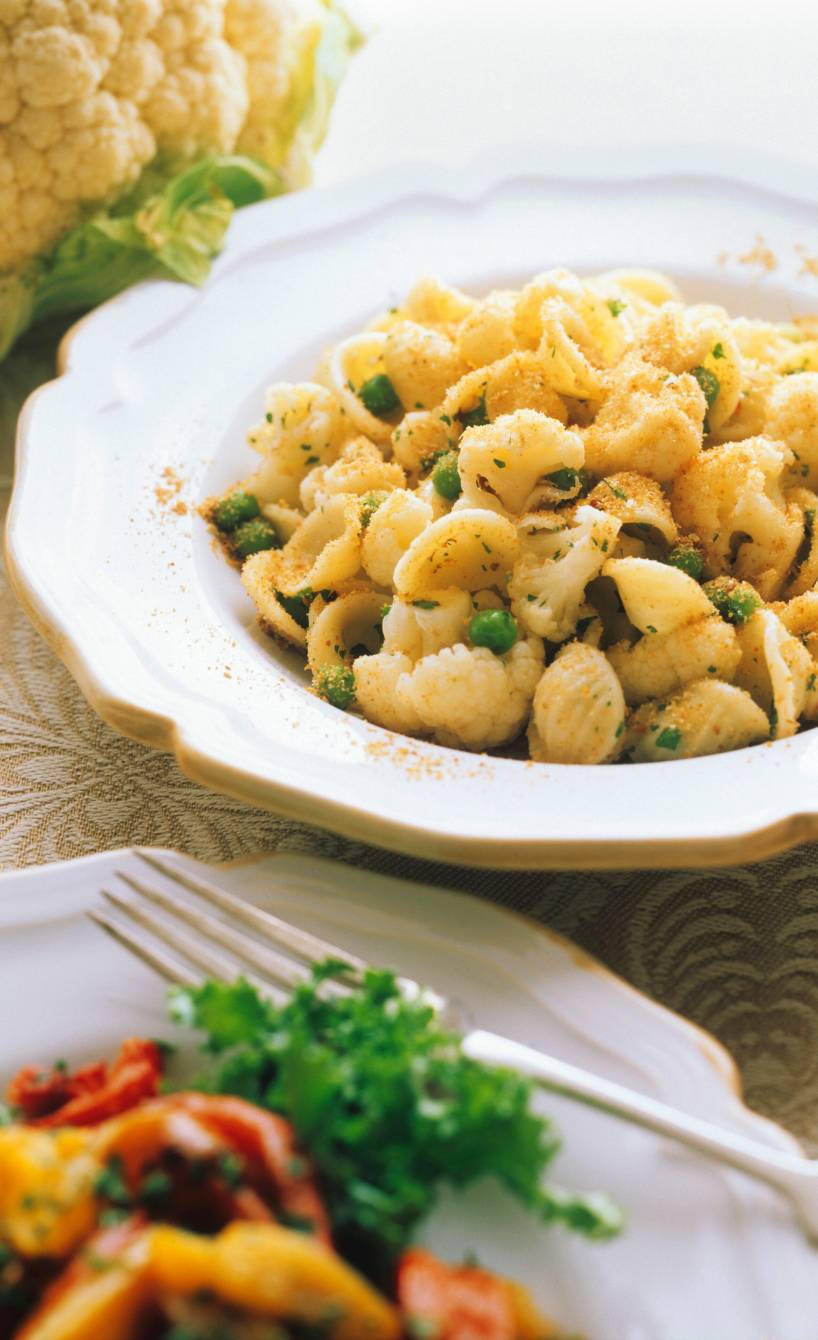 Orecchiette mit Blumenkohl und Erbsen