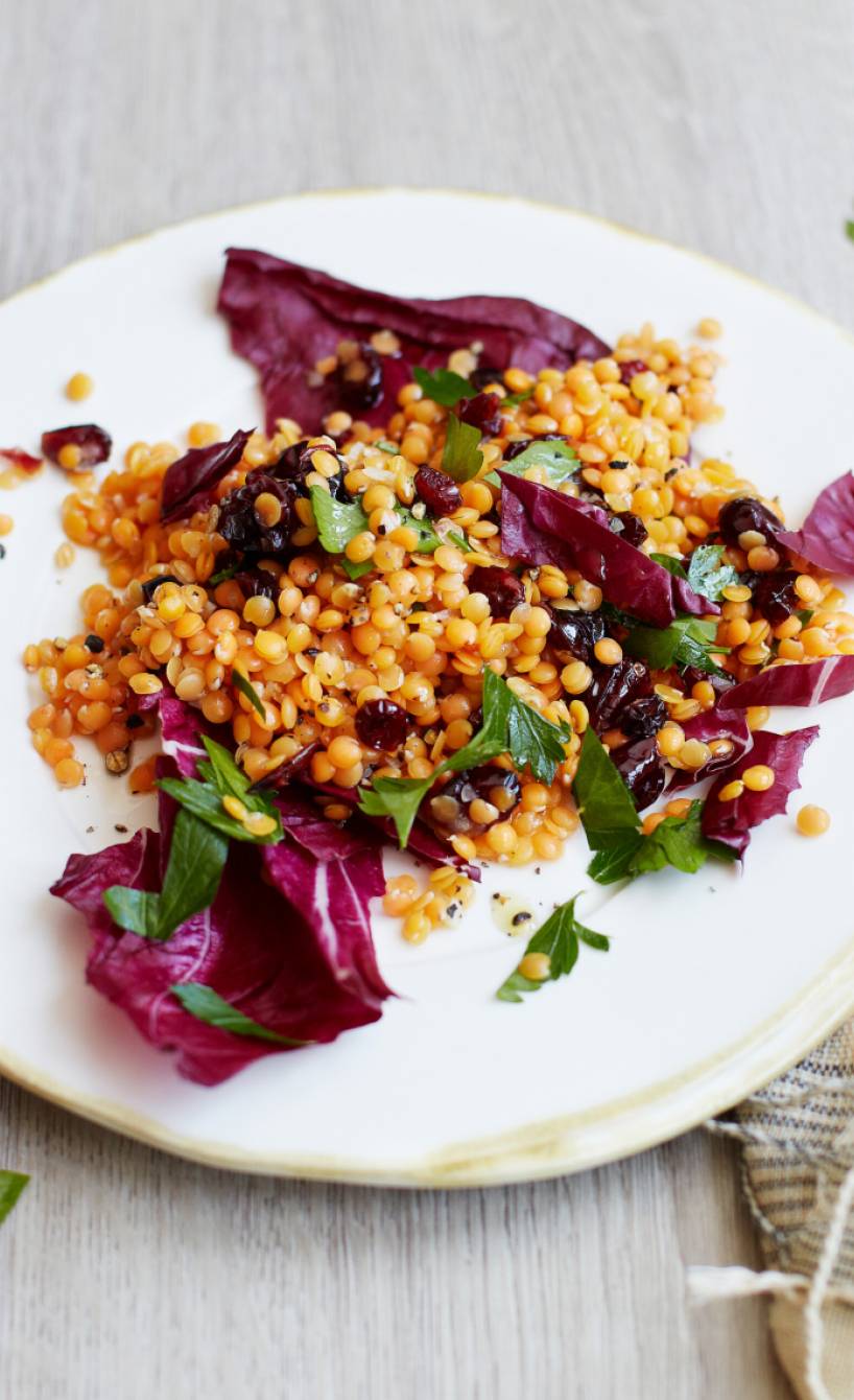 Rote-Linsen-Salat mit Cranberrys und Radicchio
