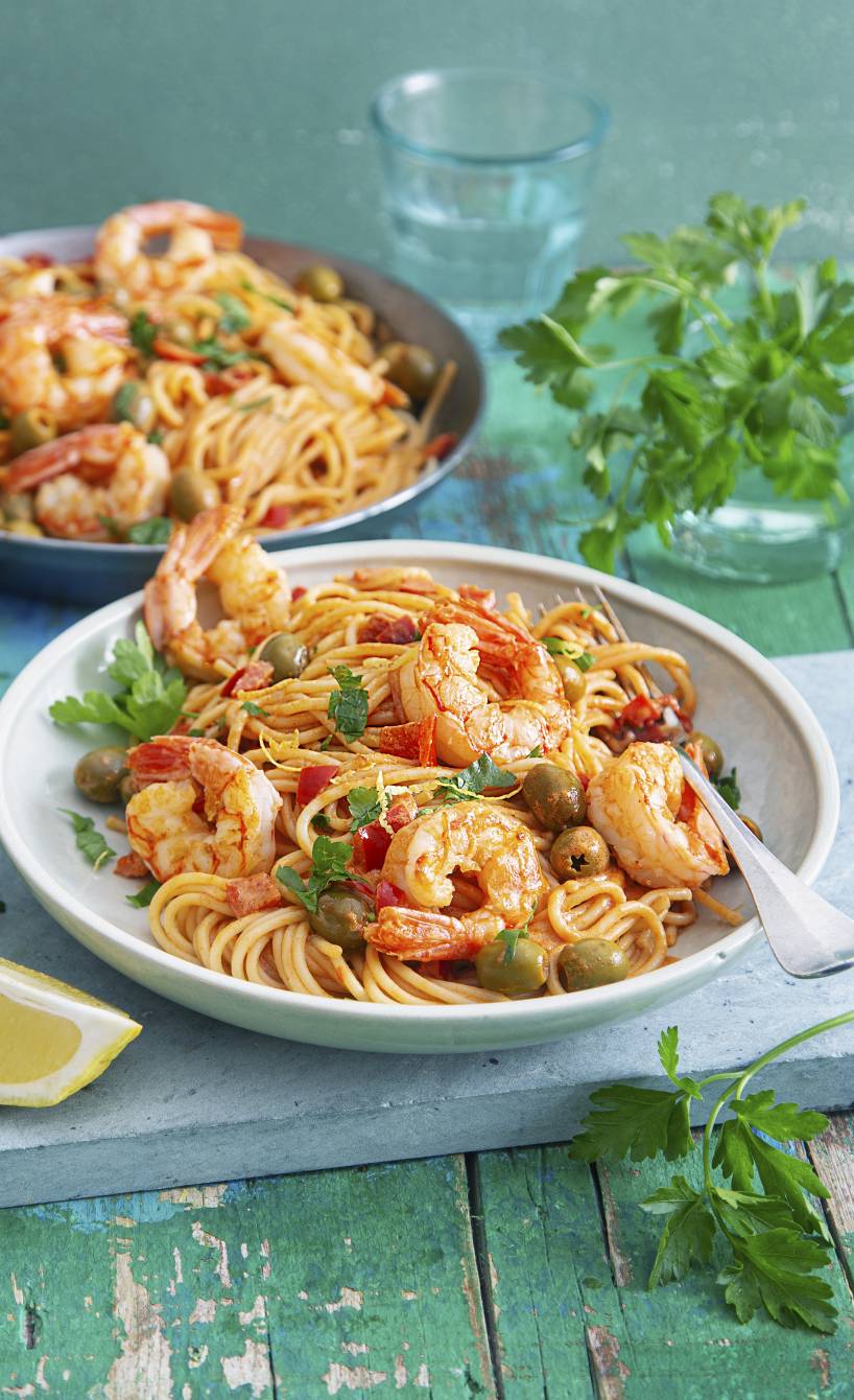 Spaghetti mit Garnelen