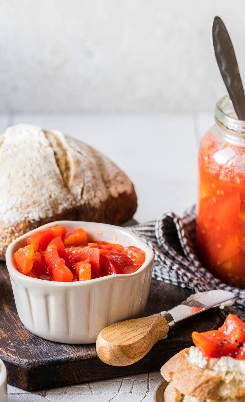 Süßsaure Tomaten-Paprika-Konfitüre - Blitzrezept zum Selbermachen