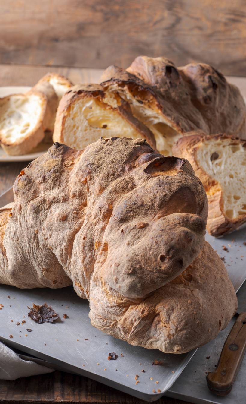 Pane di Matera auf einem Backblech