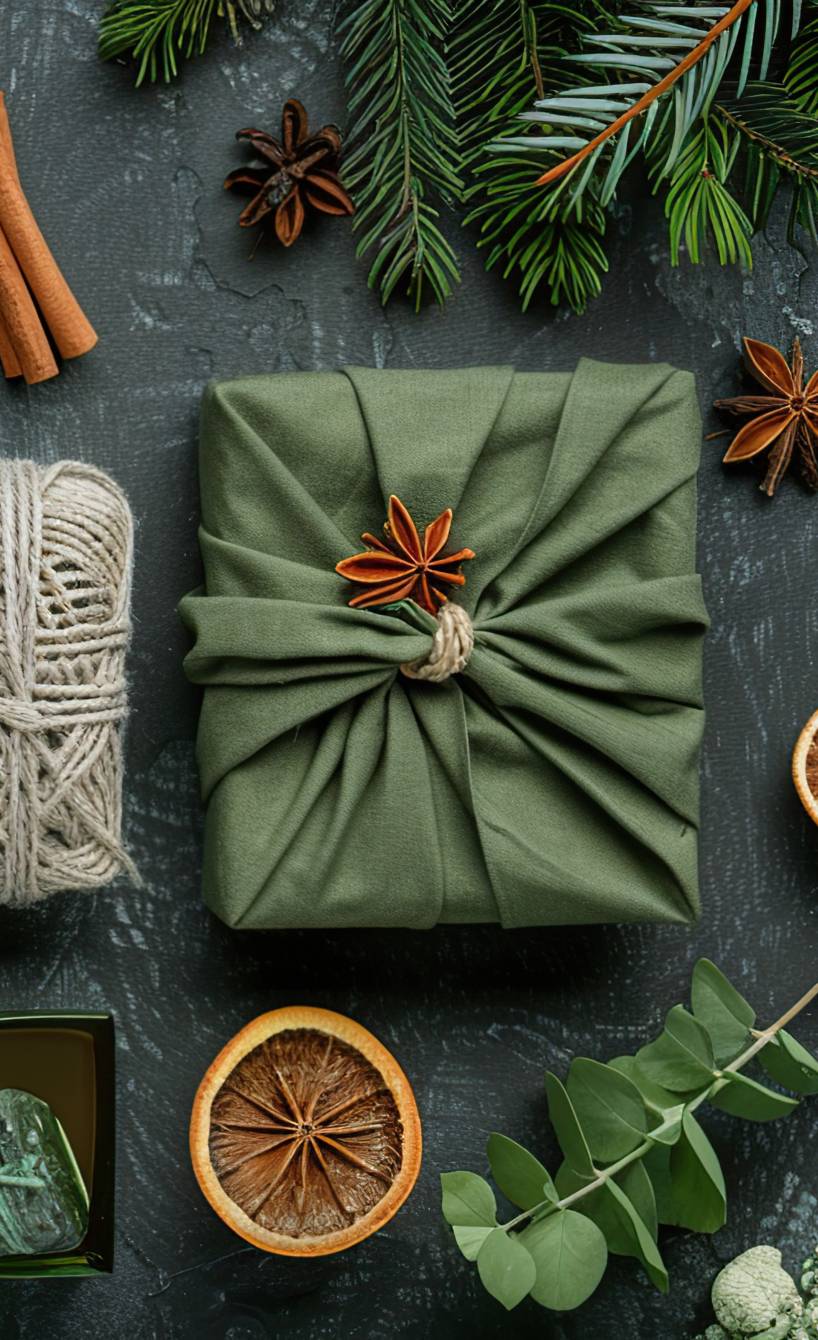 Mehrere Geschenke in unterschiedlichen Verpackungen und Materialien auf einem Tisch