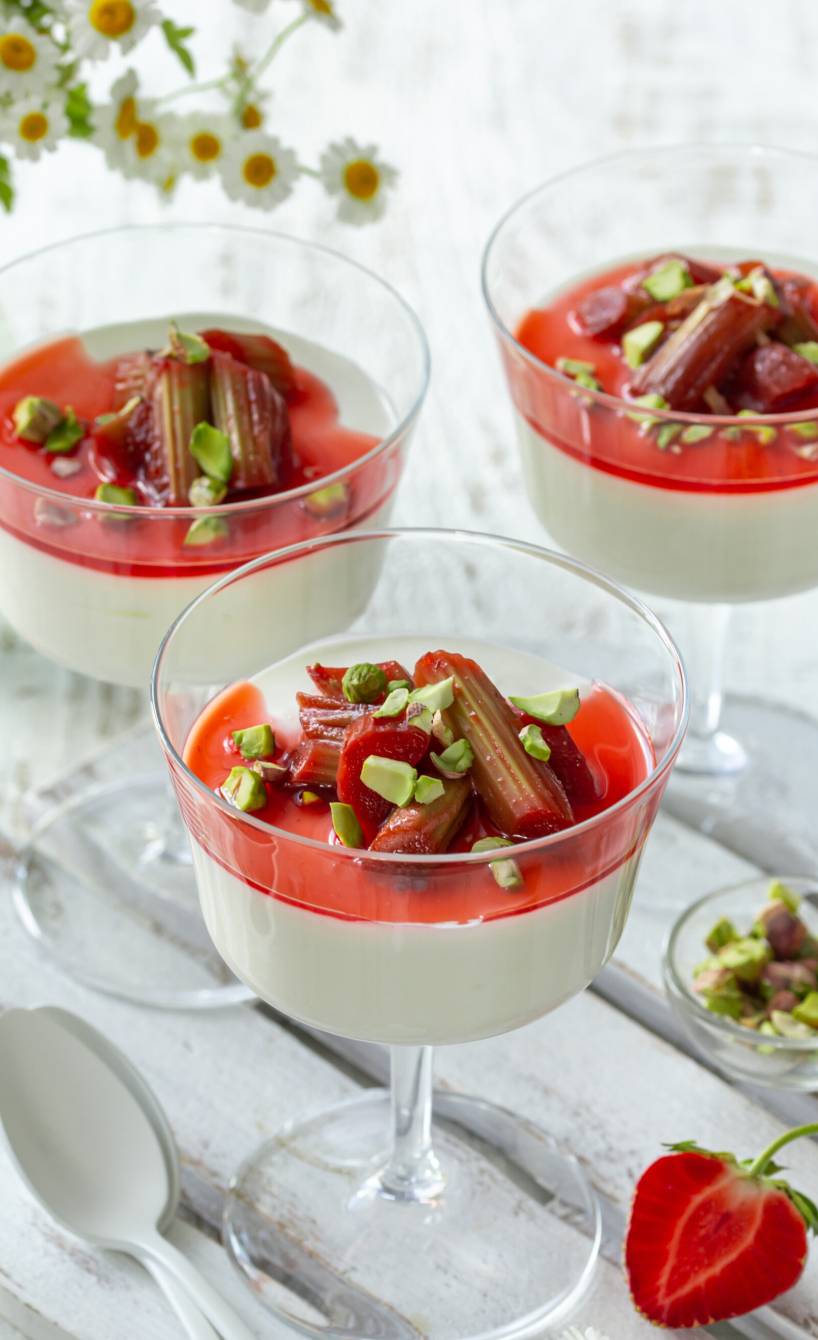 Erdbeer-Rhabarber-Panna Cotta im Glas | SoIsstItalien