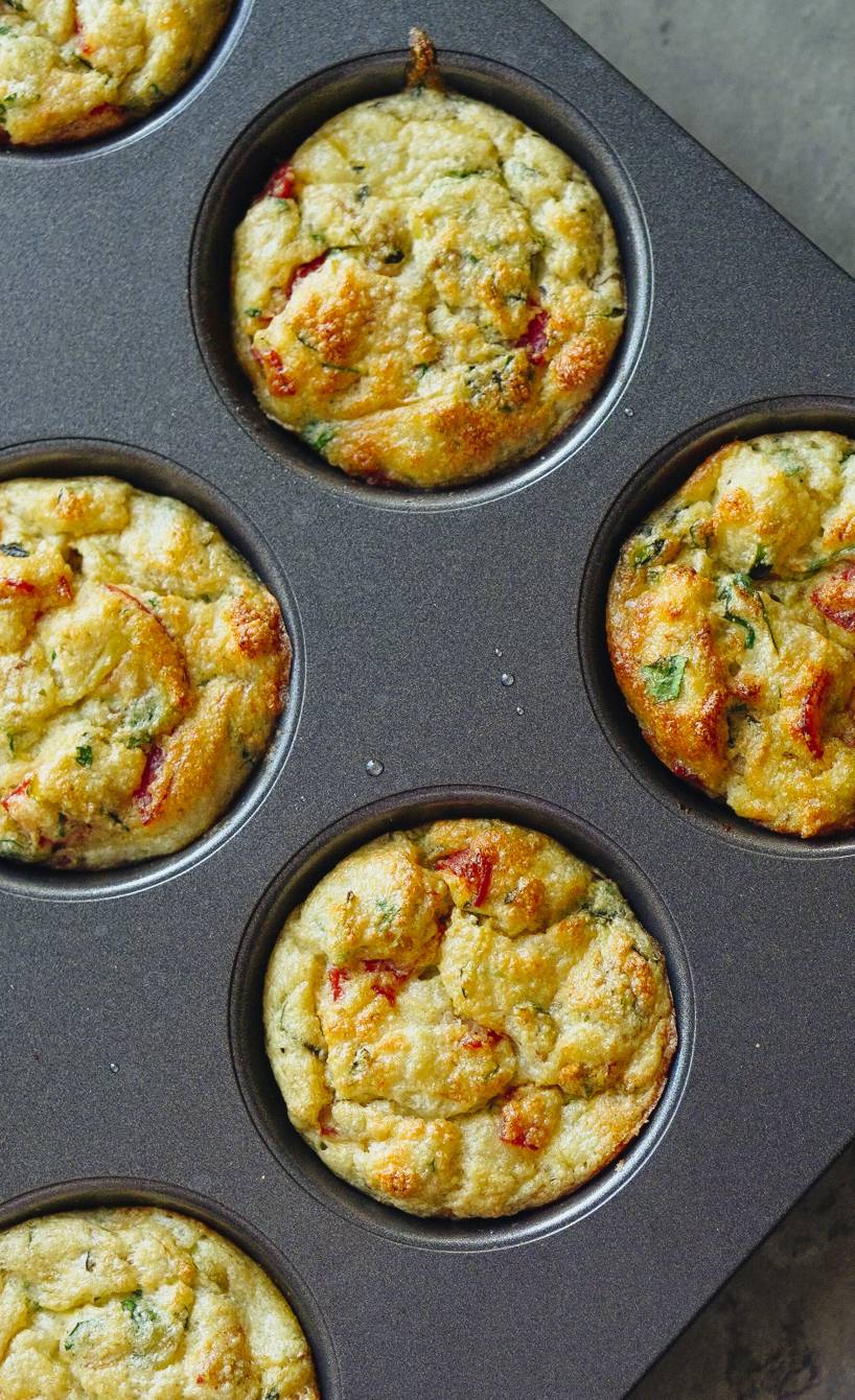 Polenta-Muffins in einer Muffinform auf einem Tisch
