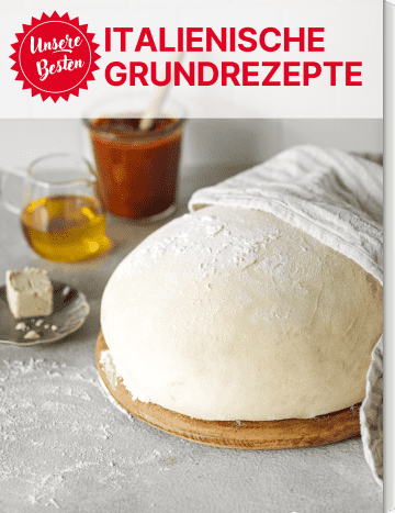 Covergrafik der Rezeptsammlung mit 16 italienischen Grundrezepten